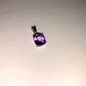 Stamped sterling silver amethyst and white topaz pendant